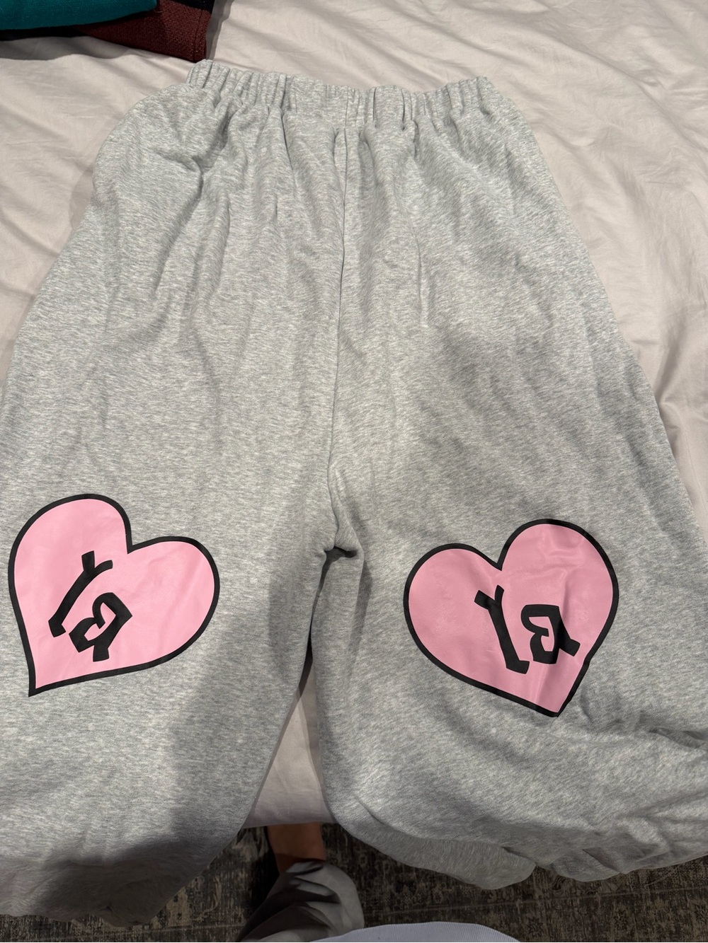 Dressed in LALA Light Gray Sweatpants with LALA Label - Picture 4 of 5